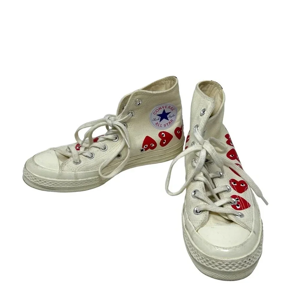 Comme Des Garçons Play x Converse Chuck 70 Hi Multi Hearts Sneakers Size 5‎ - Picture 4 of 8